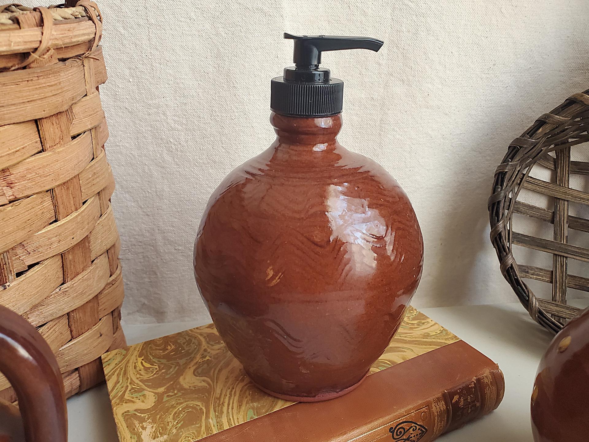 Redware Soap/Lotion Dispenser Bottle