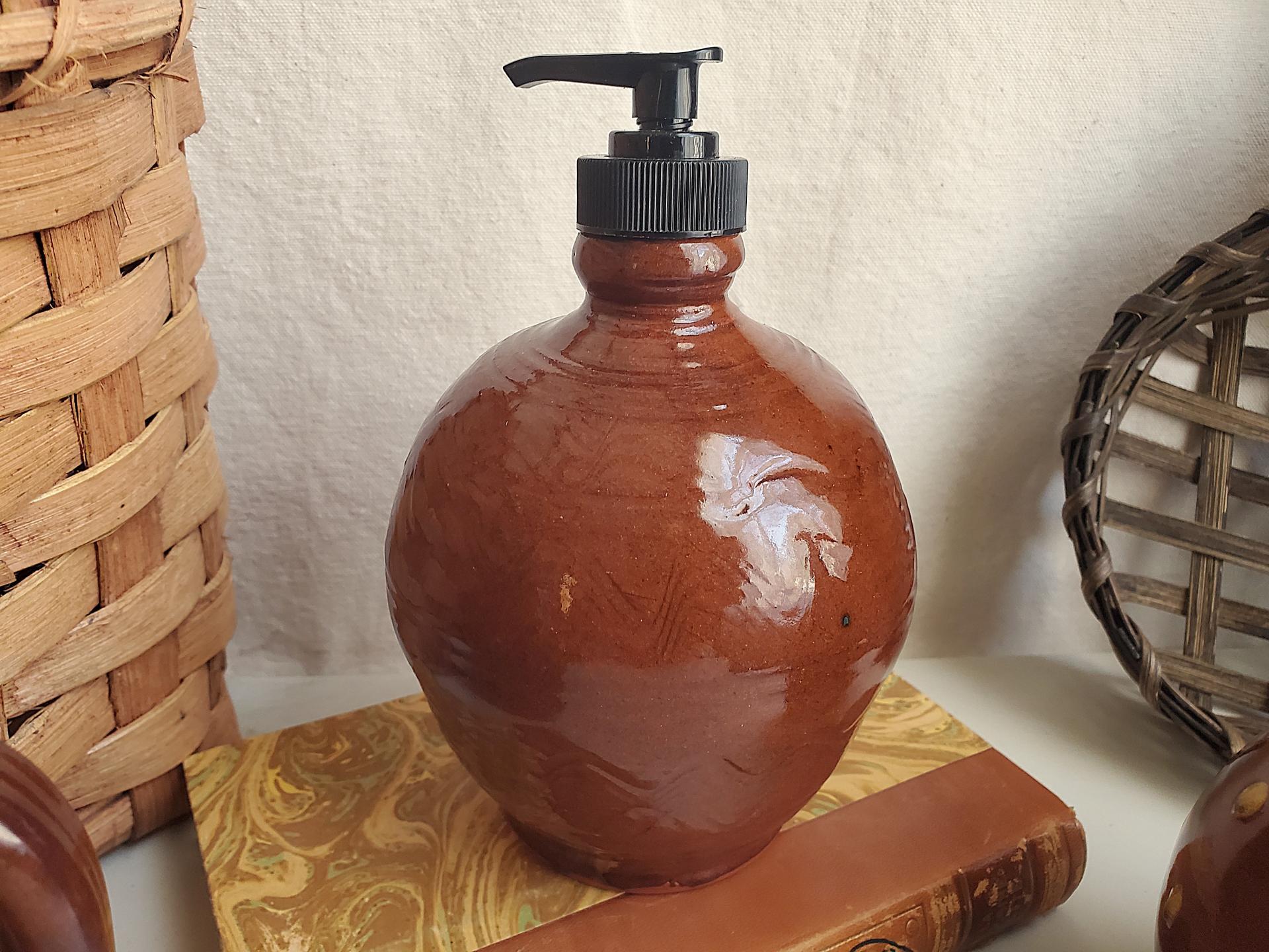Redware Soap/Lotion Dispenser Bottle