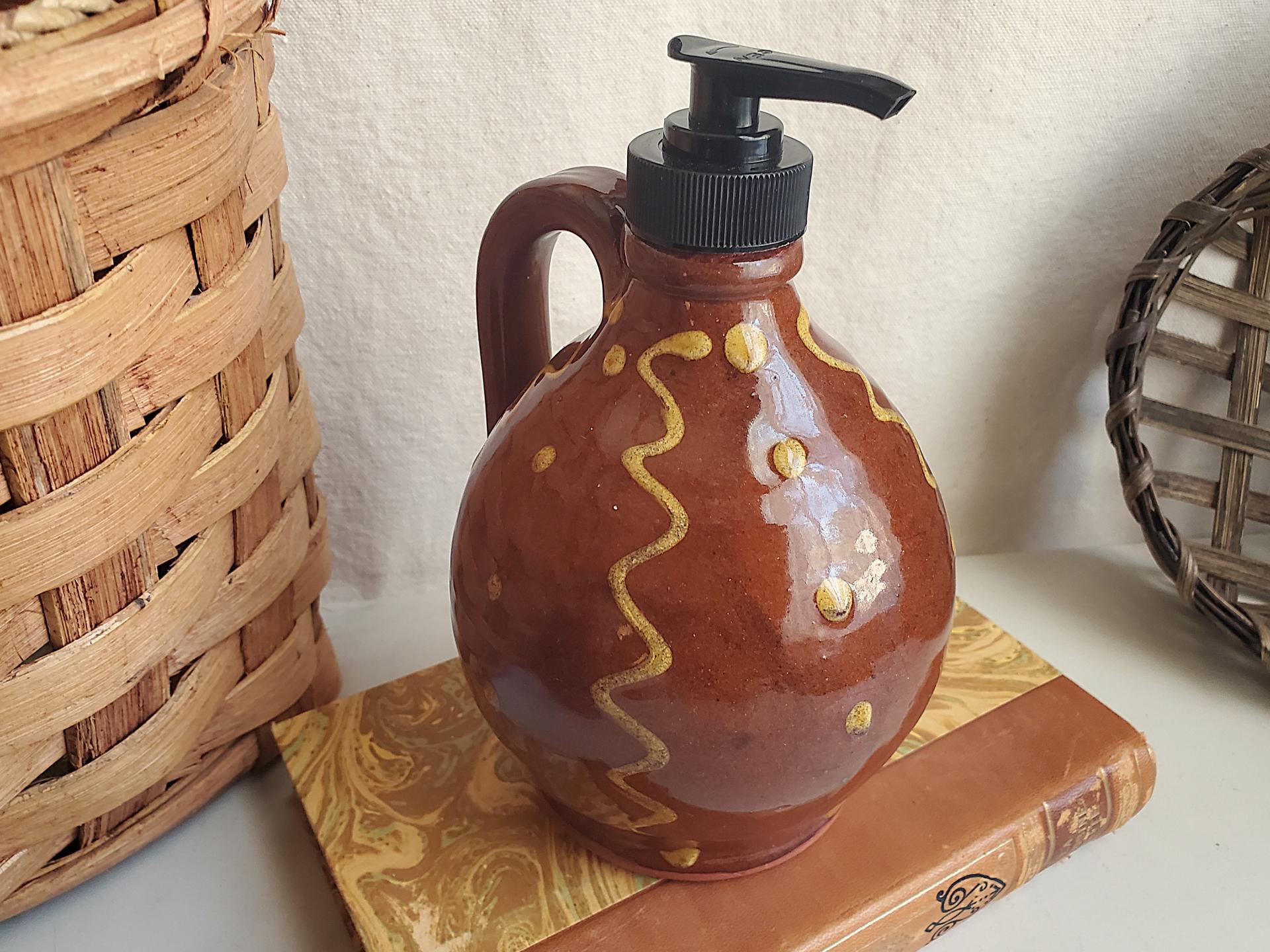 Redware Soap/Lotion Dispenser Jug