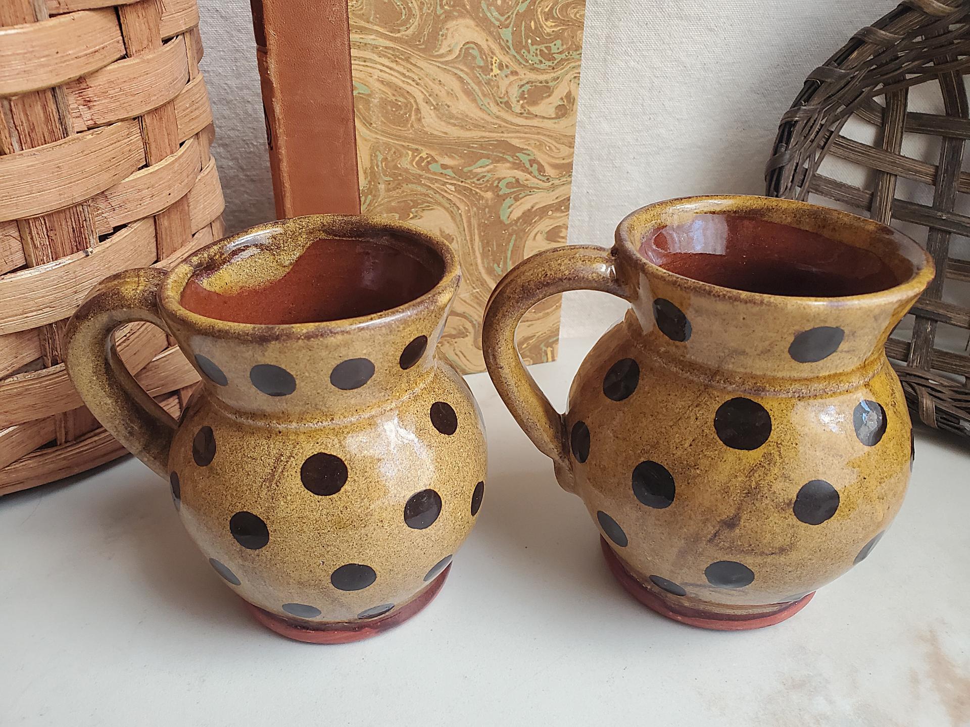 Redware Mugs (2) with Black Dots
