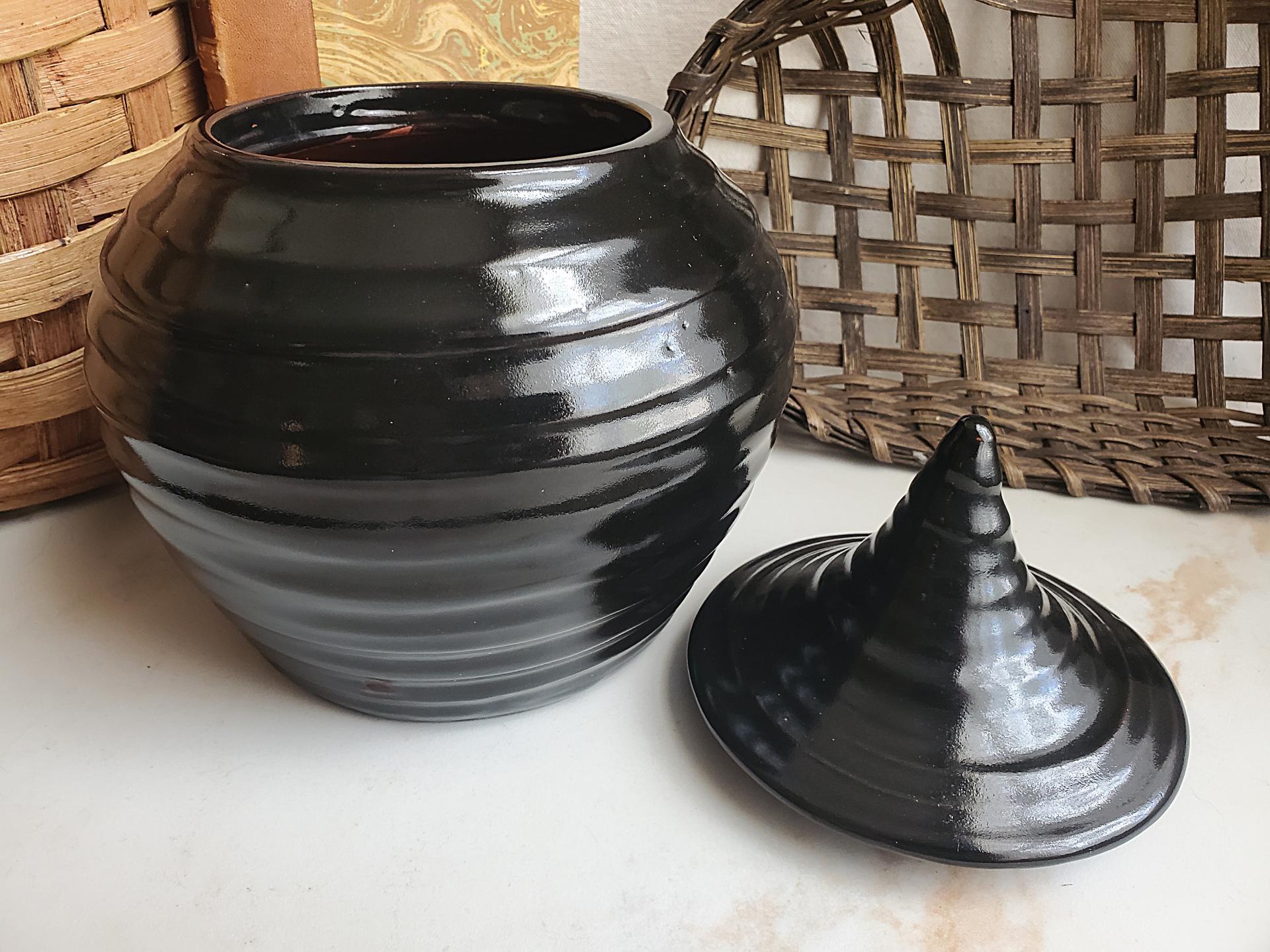 Redware Jar with Black Glaze