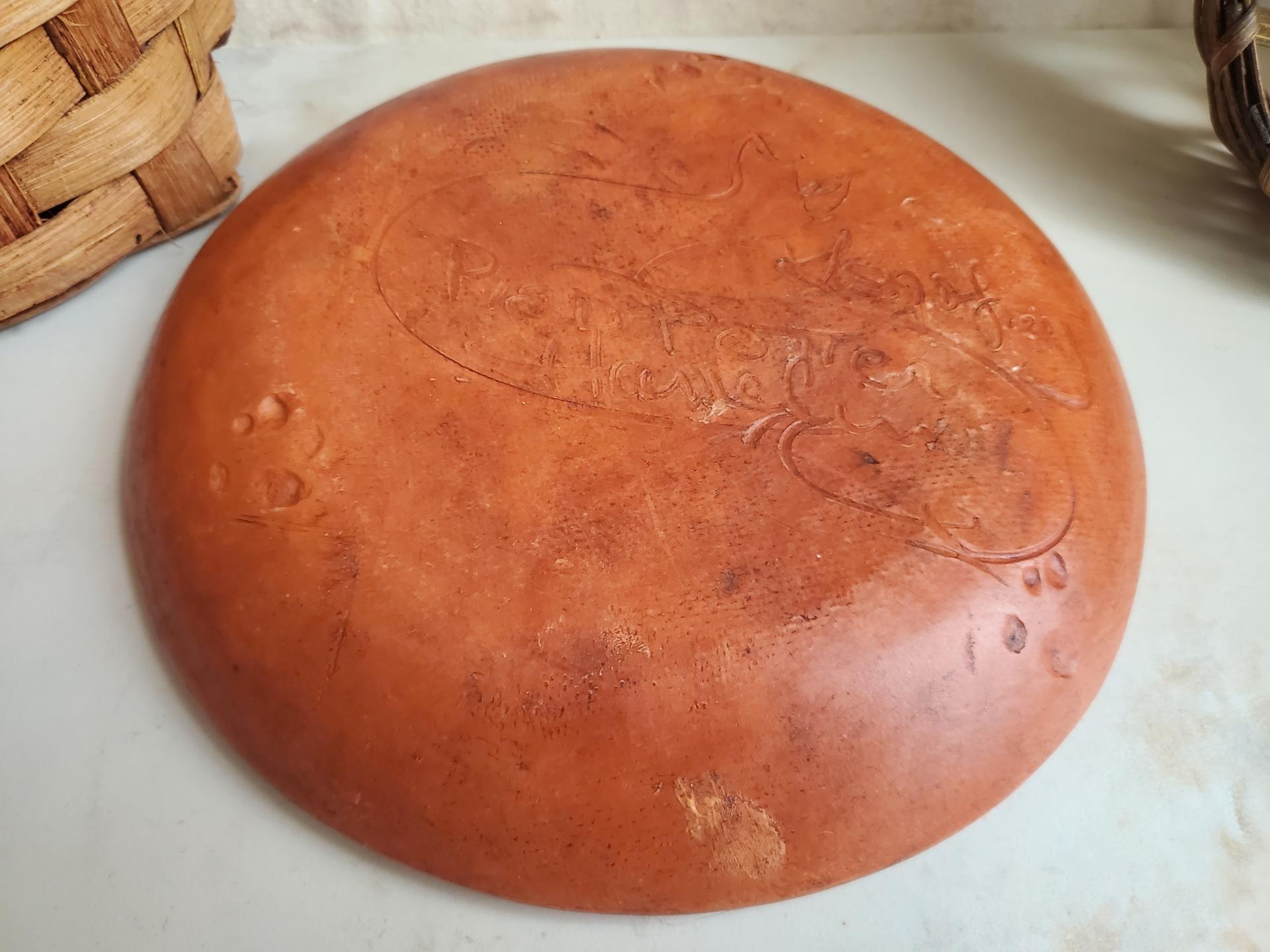 Redware 9 in. Plate with Black Dots