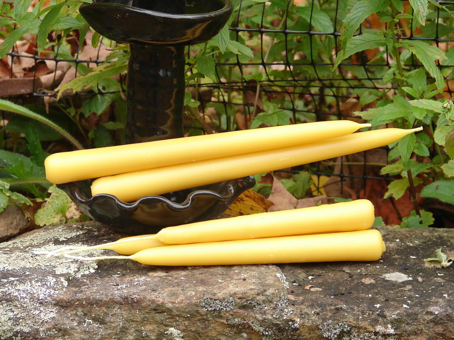 Handmade 2 Pure Beeswax Taper Candles, All Natural, Kulina Folk Art