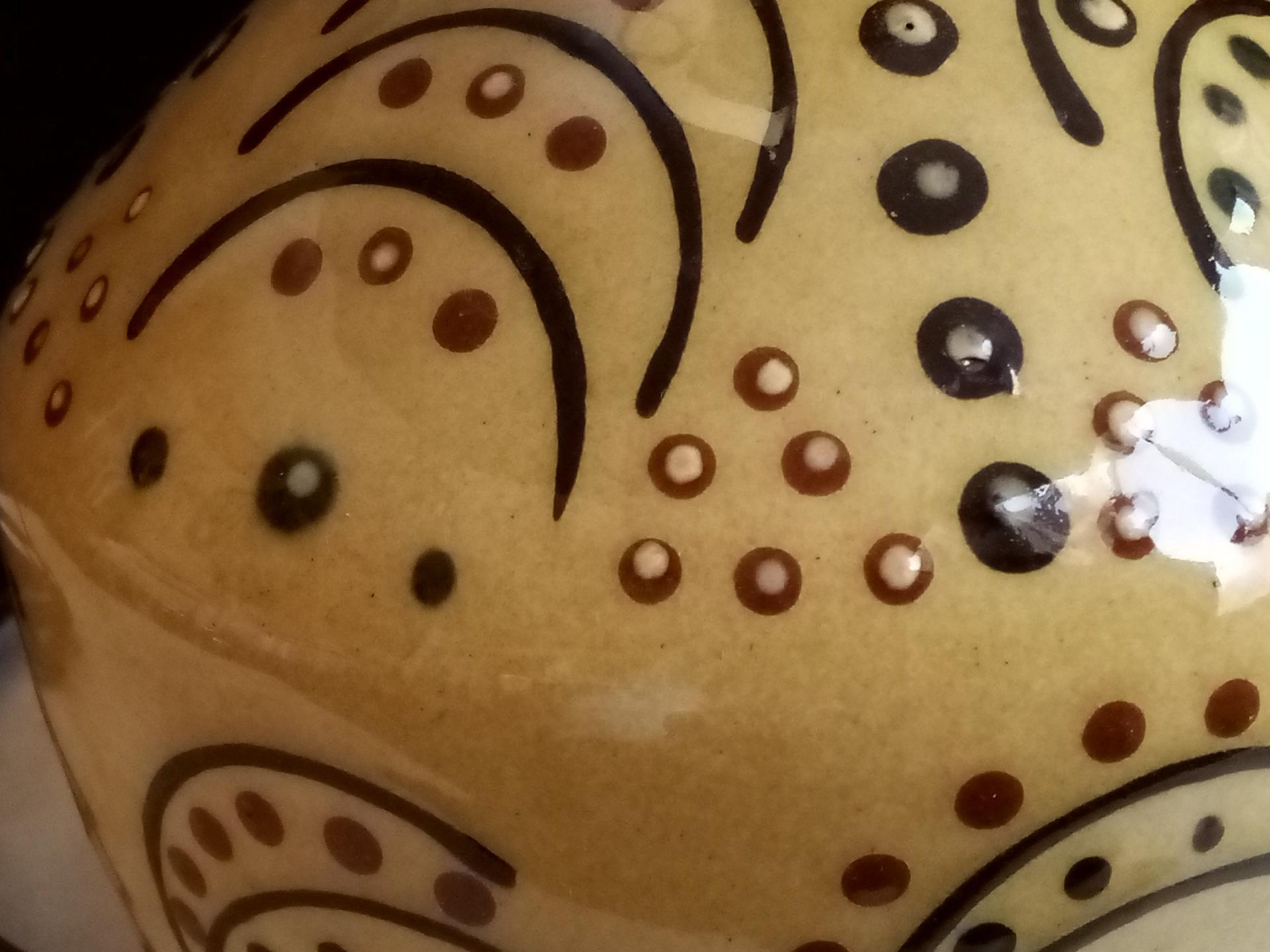 Redware Table Lamp with Slip Stamped Motif