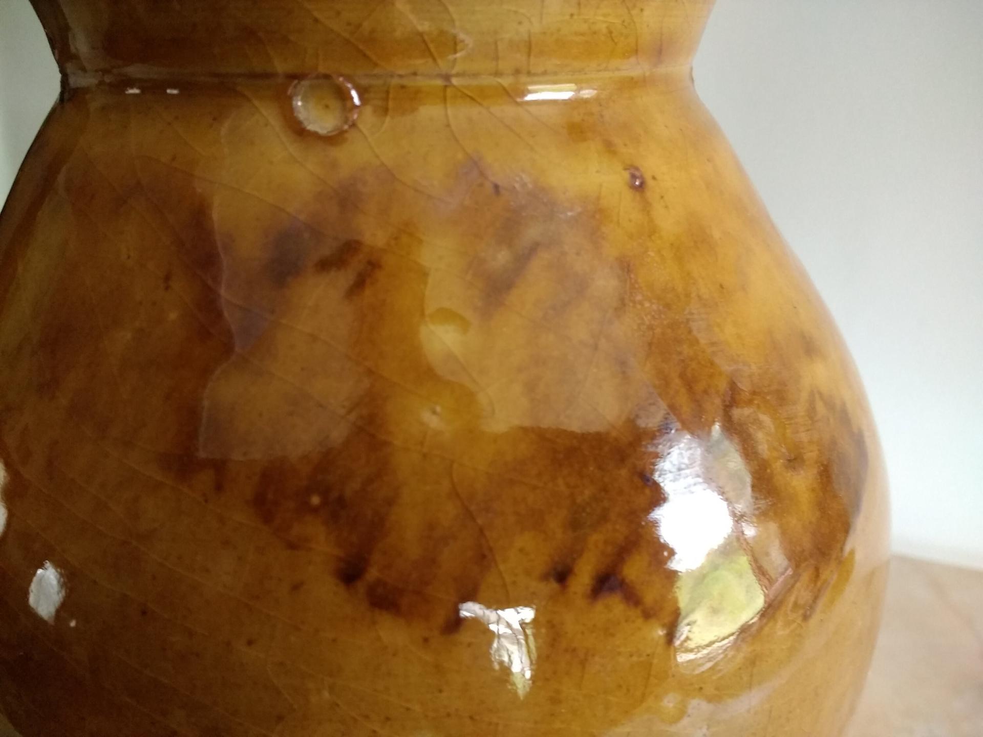 Redware Table Lamp with Lampshade (Optional) and Black Feather Motif