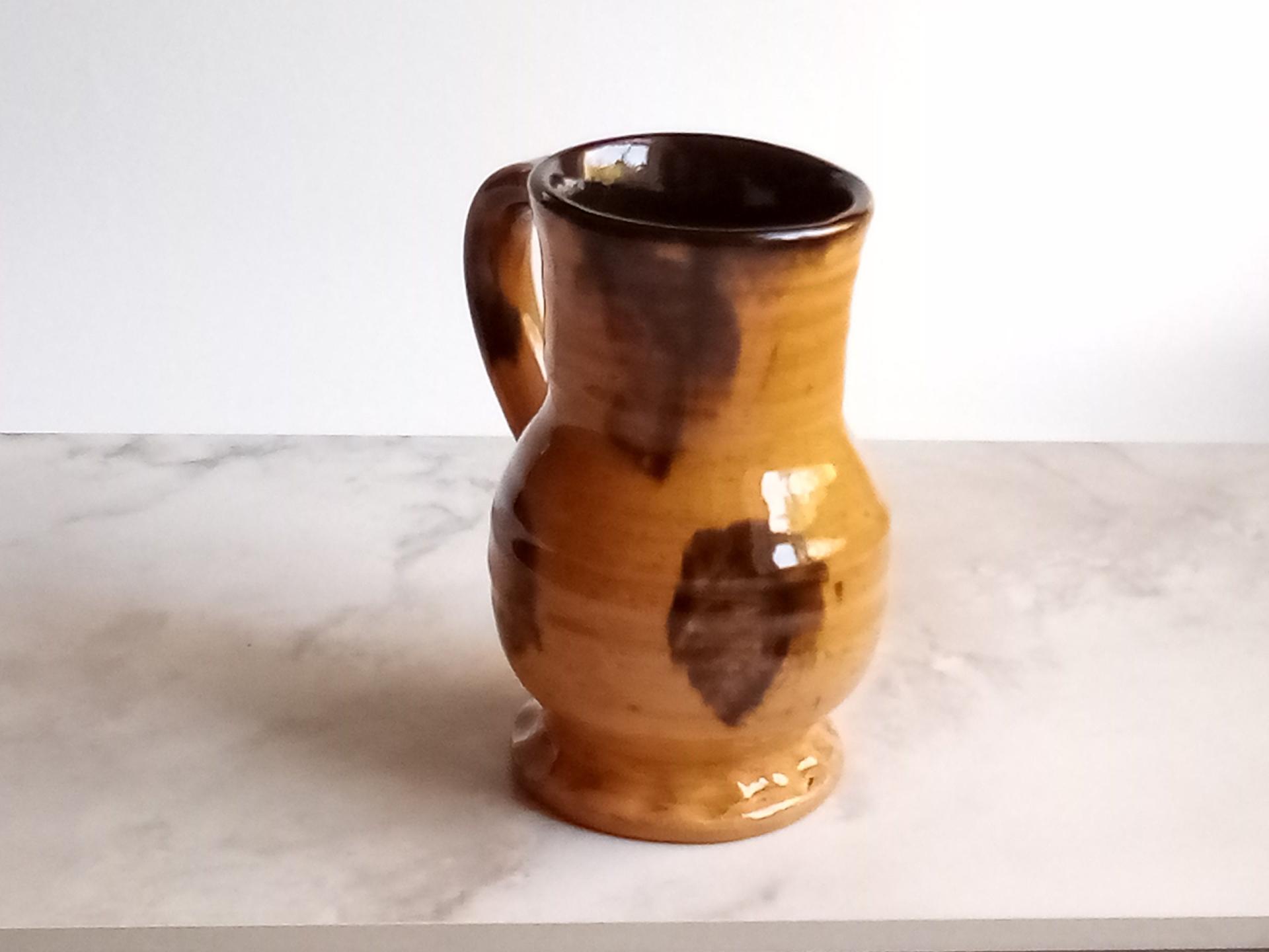 Redware Medieval Mug, Earthenware with Black Glaze