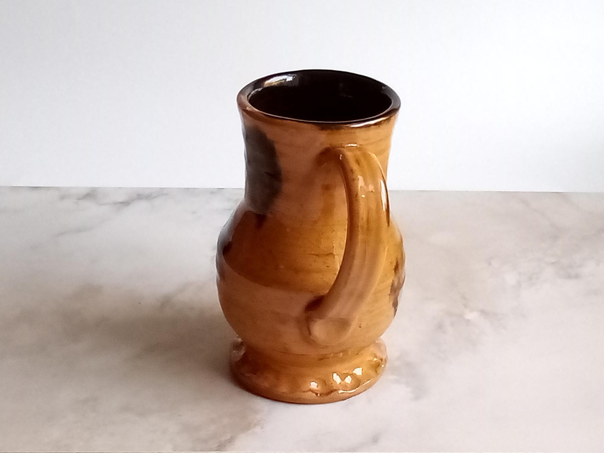 Redware Medieval Mug, Earthenware with Black Glaze
