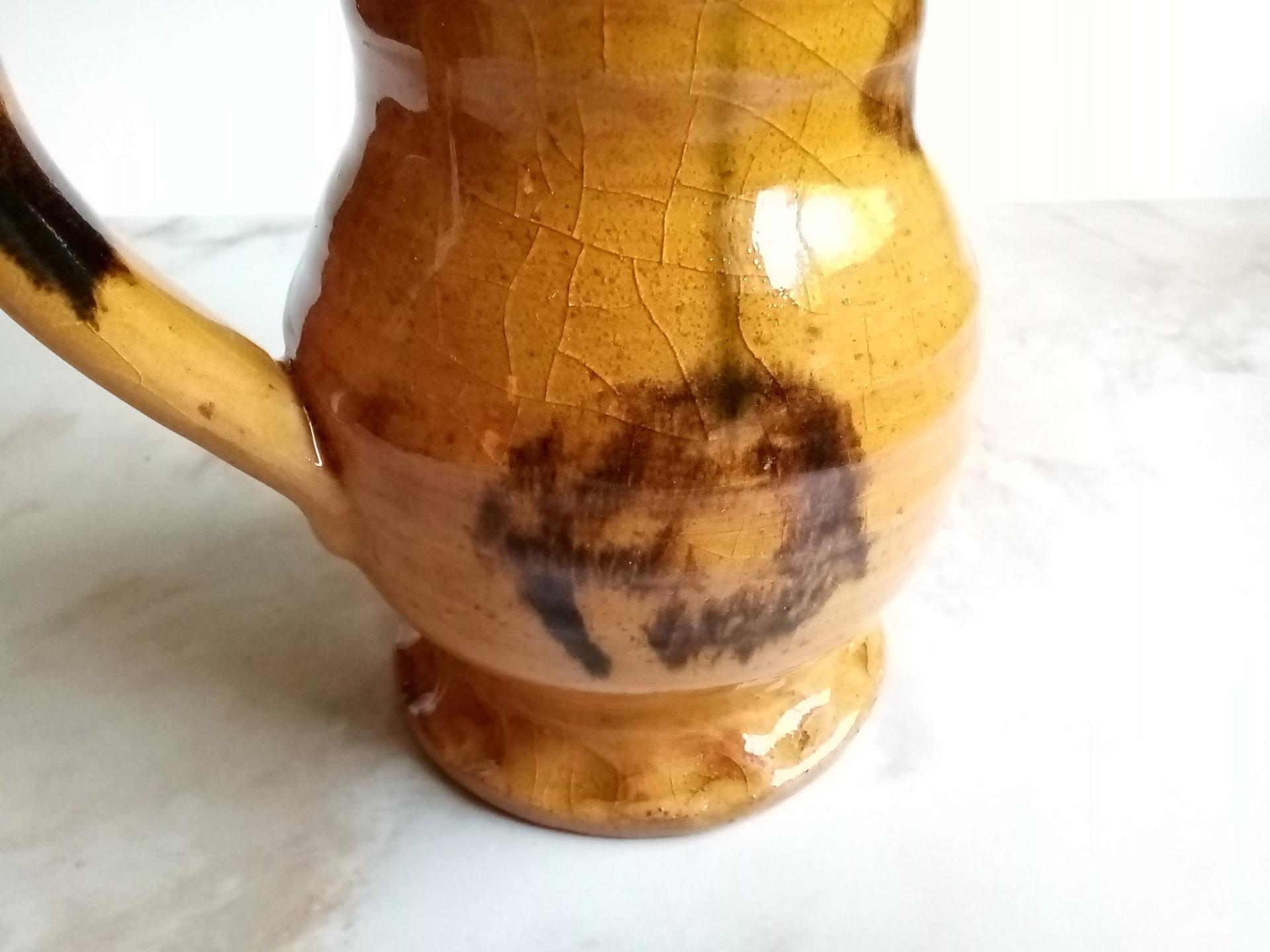 Redware Medieval Mug, Earthenware with Black Glaze