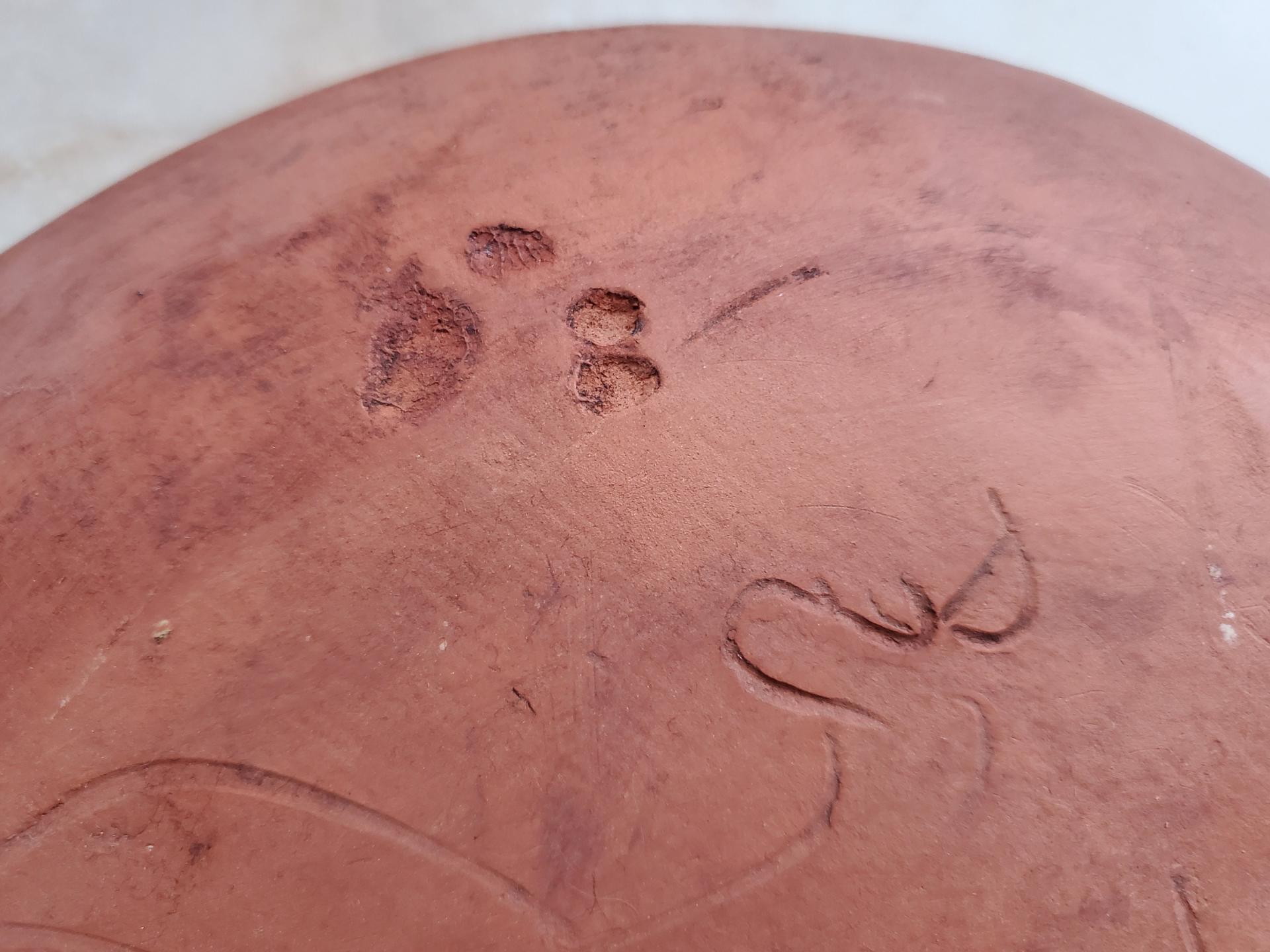 Redware 11 in Plate Slip Decorated with Brown Dots Decoration