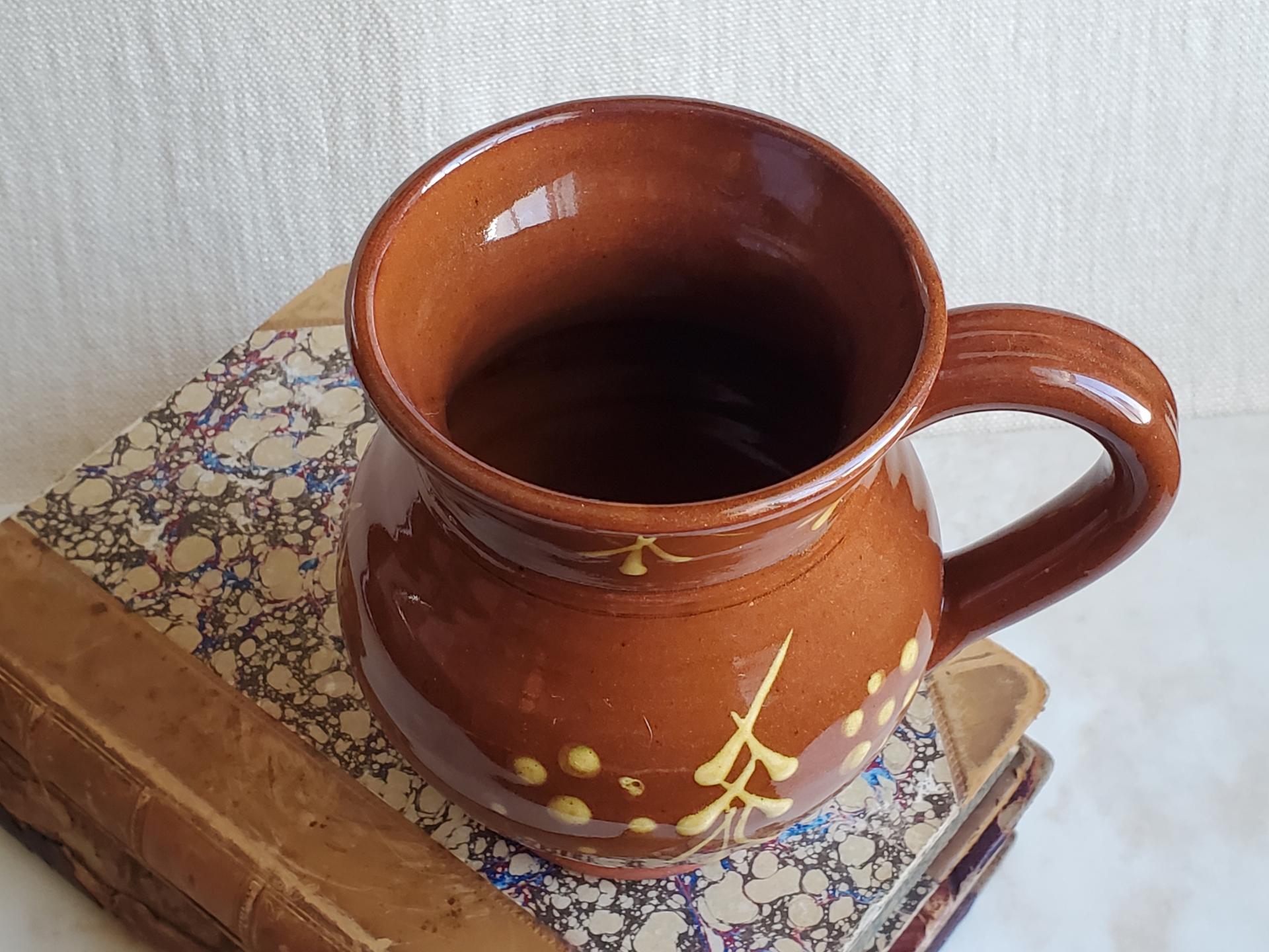 Redware Mug with Slipware Motif