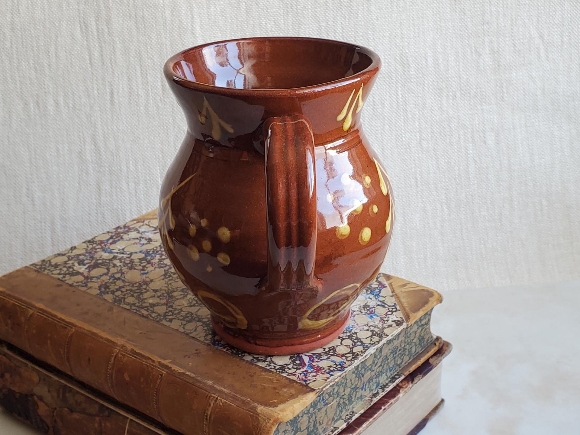 Redware Mug with Slipware Motif