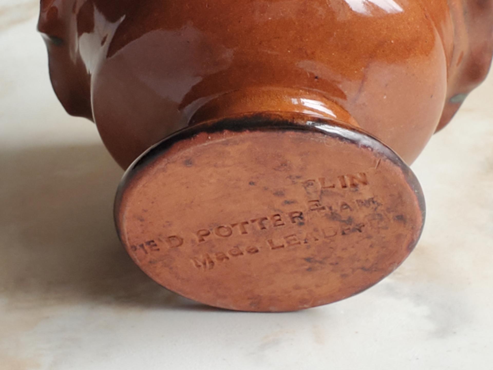 Redware Salt Cellar or Spice Bowl with Fluted Rim