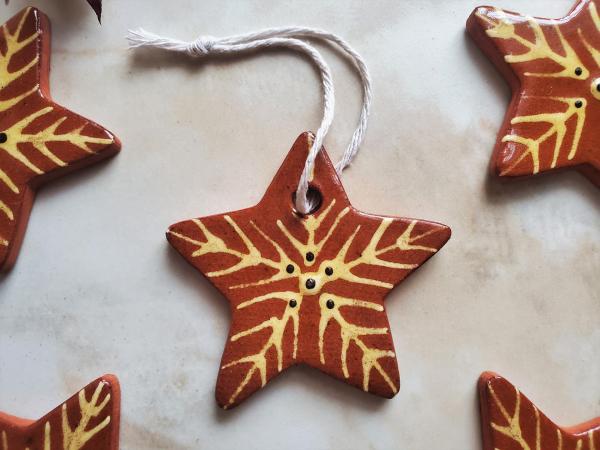 Redware Star Ornaments with Slip Decoration