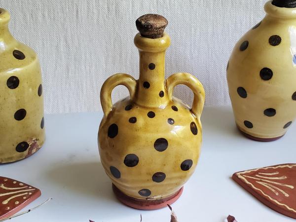 Redware Bottle with Handles and Lead-Free Glaze