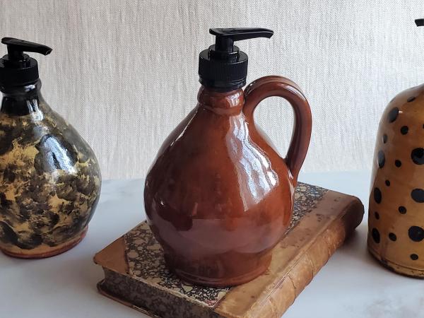 Redware Soap or Lotion Dispenser Jug with Lead-Free Glaze