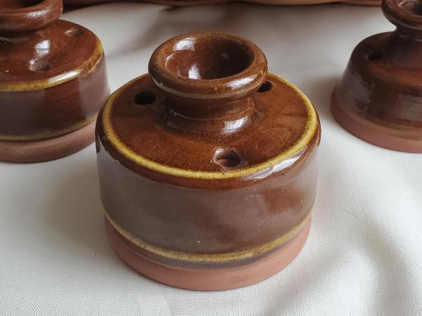 Large Redware Inkwell with Slip Decoration
