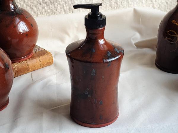 Redware Soap/Lotion Dispenser Bottle with Spangles