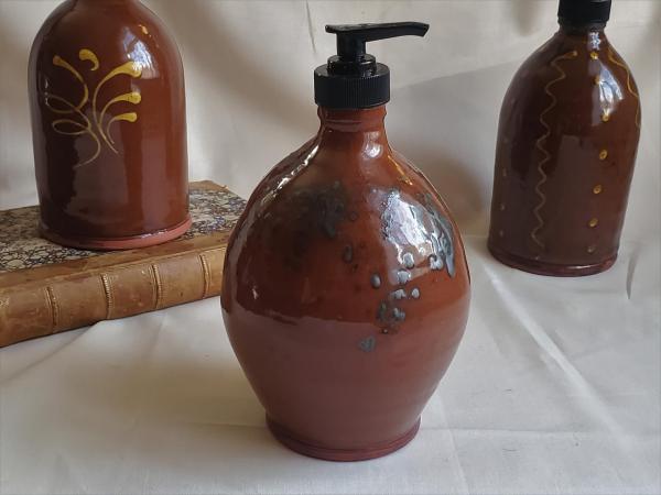 Redware Soap/Lotion Dispenser Bottle with Spangles
