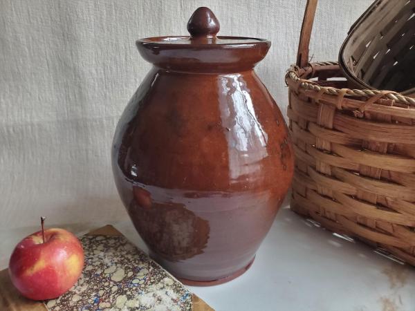Redware 10 in Large Jar with Spangles