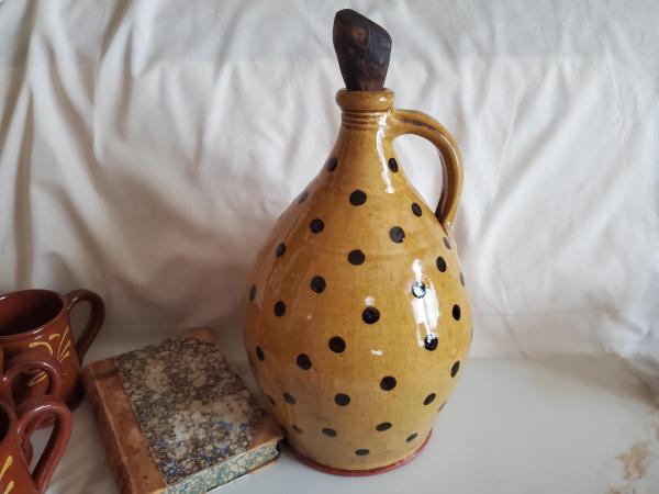 Redware Jug with Black Dots Decoration