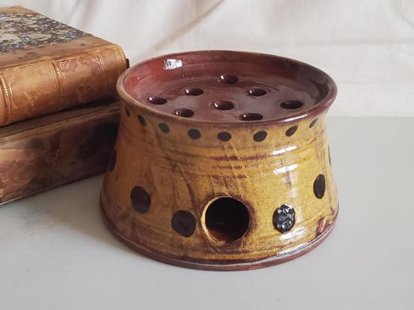  Handmade Redware Soap Dish with Black Dots