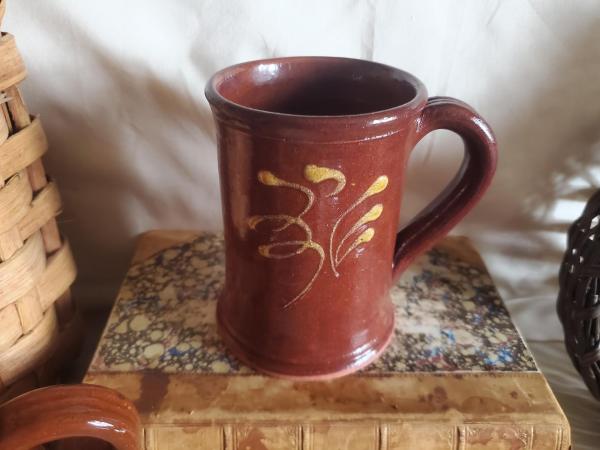 Redware Mug with Feather Pattern