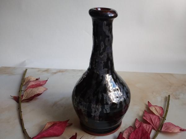 Redware Bottle with Black Lead Free Glaze by Pied Potter Hamelin 