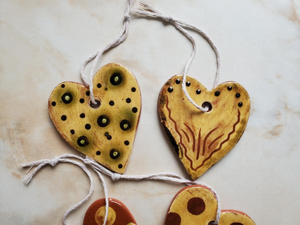 Redware Heart Ornaments with Dots