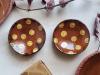 Miniature Redware Plates with White Polka Dots